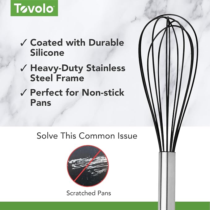 Tovolo Mini Whisk Stainless Steel 6 Inch Tiny Whipper Silicone Whisker - Image 3