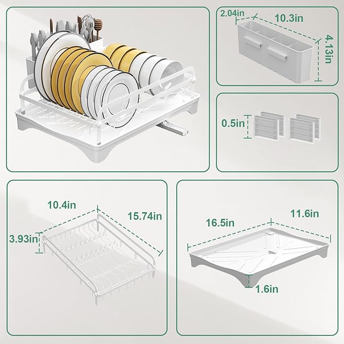 Dish Drying Rack, Dish Racks for Kitchen Counter, Metal Dish Drainer - Image 3