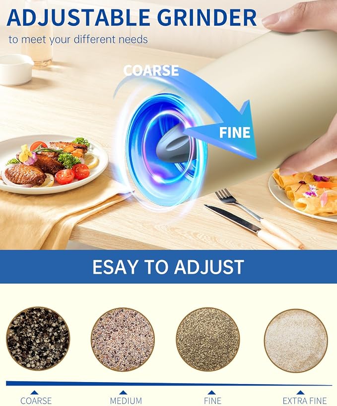 CIRCLE JOY Gravity Electric Salt and Pepper Grinder Set Automatic Salt and - Image 3
