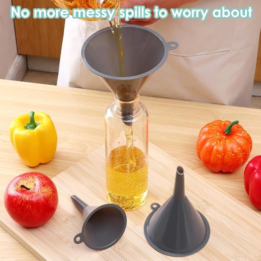 Plastic Kitchen Funnel Set of 3, Durable Round Food Grade Cooking Funnels - Image 4