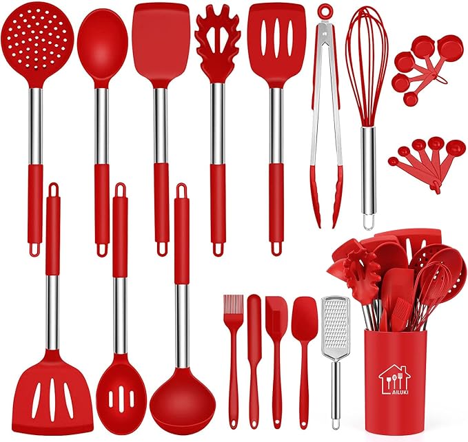 Silicone Cooking Utensil Set, Kitchen Utensils 26 Pcs Set, Non-stick Heat by AILUKI