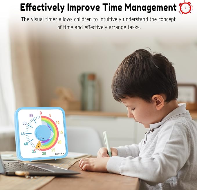 Secura 60-Minute Visual Timer, 7.5 Inch Magnetic Rainbow Countdown Timer - Image 4