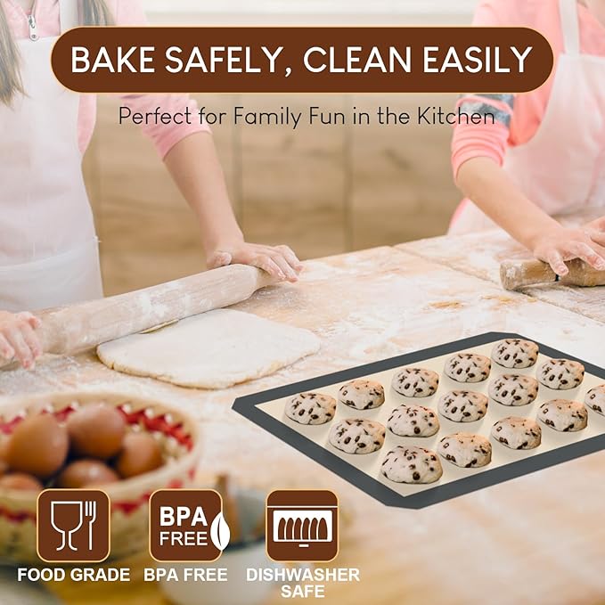 HOTEC Silicone Baking Mats 3 Pack – Non-Stick Reusable Silicone Baking Sheets - Image 3