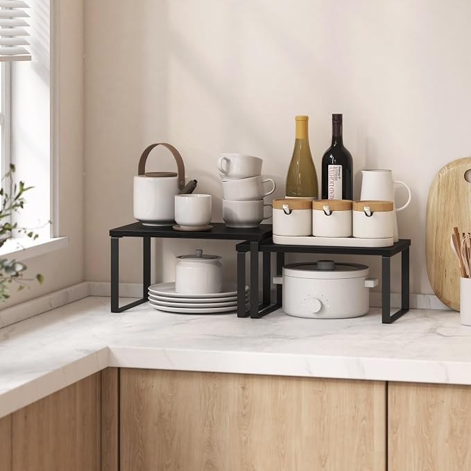 Kitchen Cabinet Organizer Shelf Set of 4, Sturdy Kitchen Counter Shelves - Image 2
