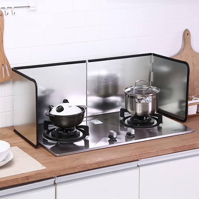 4 Sided Splatter Guard, Foldable Stainless Steel Grease Splatter Screen by Aemygo