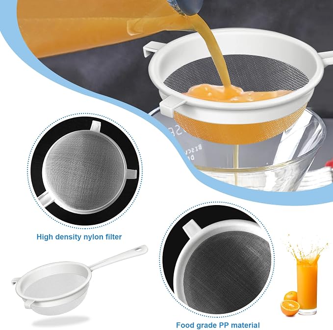 4 Pcs Plastic Nylon Fine Mesh Kefir Strainer Set - Image 6