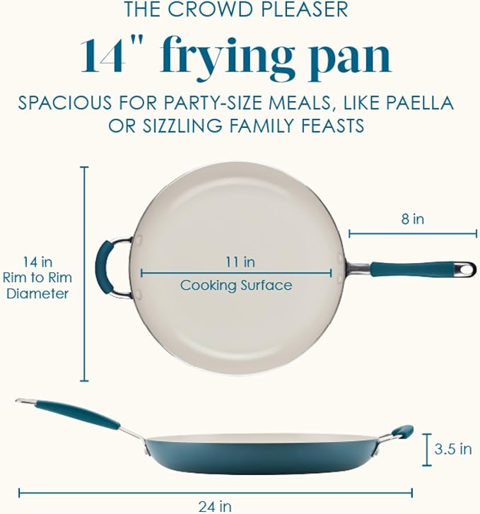 Rachael Ray Cucina Ceramic Nonstick Frying Pan/Skillet, Dishwasher Safe - Image 2