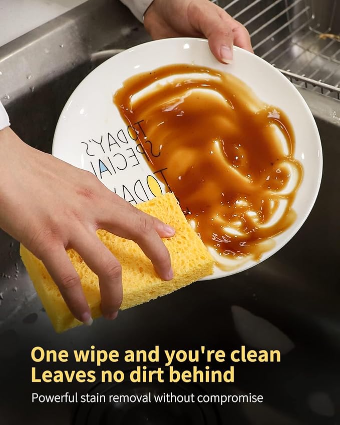 Cellulose Sponges, Heavy Duty Scrub Kitchen Sponge, Clean Tough Messes Without - Image 2