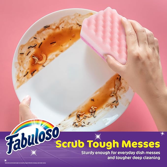 Fabuloso Scratch-Free Kitchen Dish Sponges, Rainbow Cellulose Scrubber Sponge - Image 3