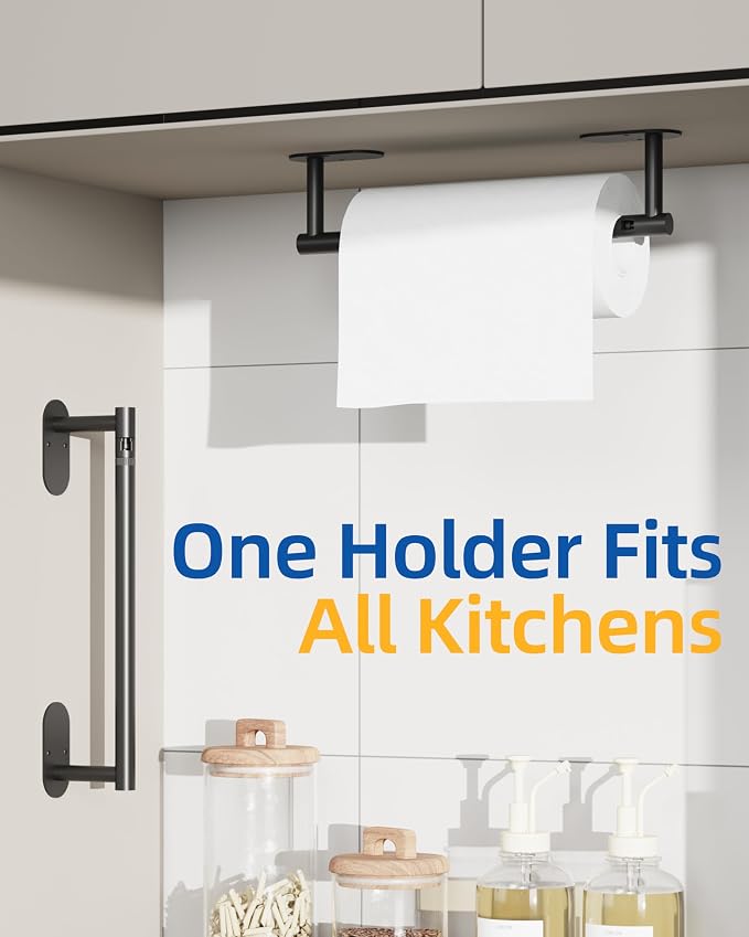 RUACQ Paper Towel Holder Under Cabinet, Wall Mounted or Adhesive Stainless - Image 7