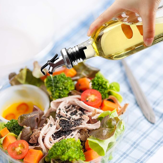BAKHUK 4 Pack 17oz Olive Oil Dispenser Bottles, 500ml Clear Glass Vinegar Cruet - Image 7