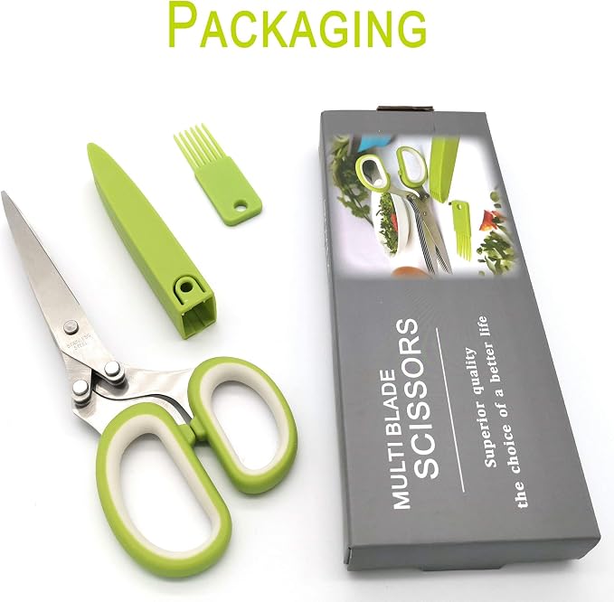 Herb Scissors with 5 Blades & Cleaning Kit, Stainless Steel Kitchen Shears - Image 9