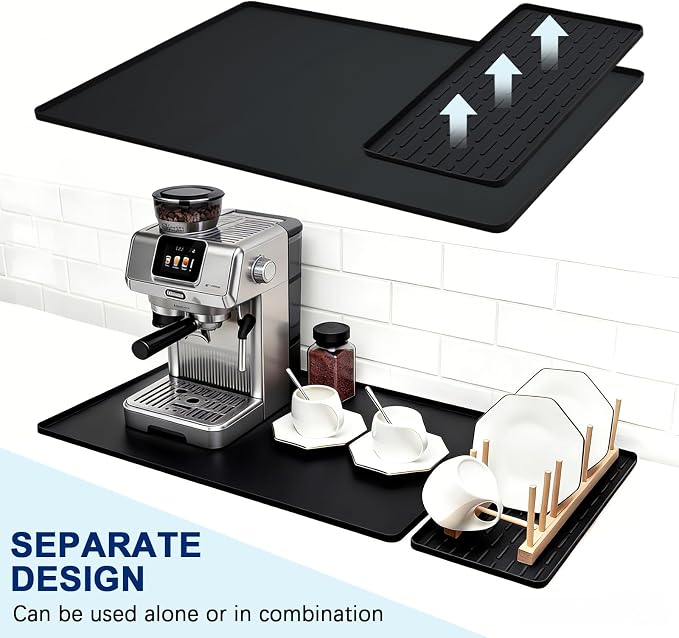 Silicone Coffee Mat 24" x 16", Heat Resistant Non Slip Leak Proof - Image 2