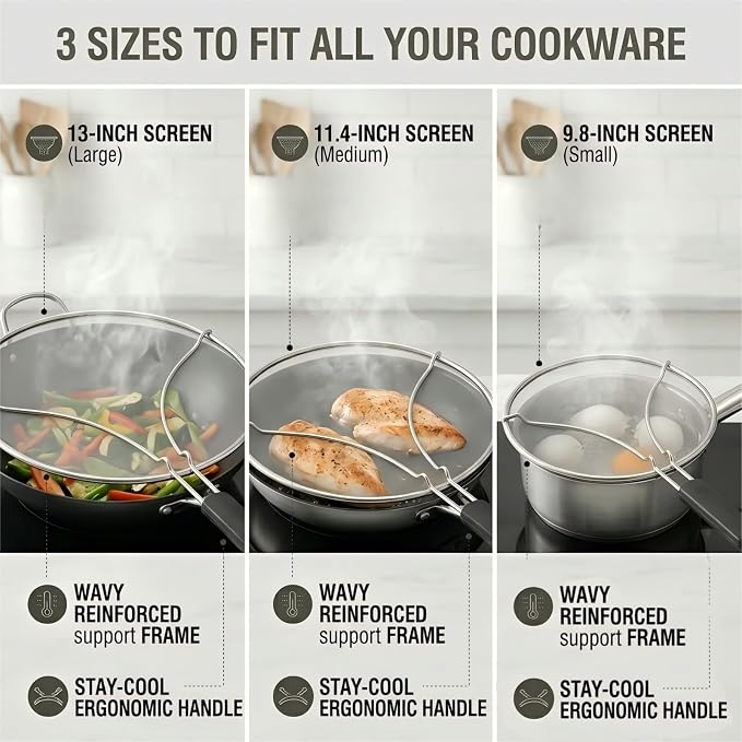 Splatter Screen for Frying Pan 3-Piece Set - Image 3