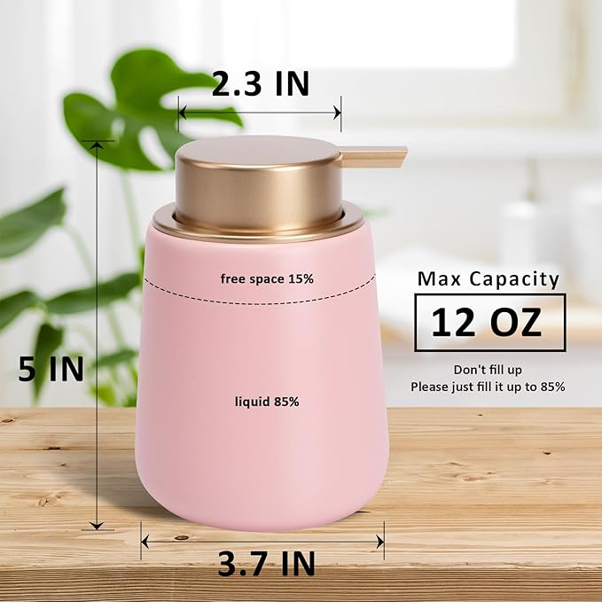 Soap Dispenser Ceramic with Easy-to-Press Pump Hand Lotion Liquid Dispenser - Image 7