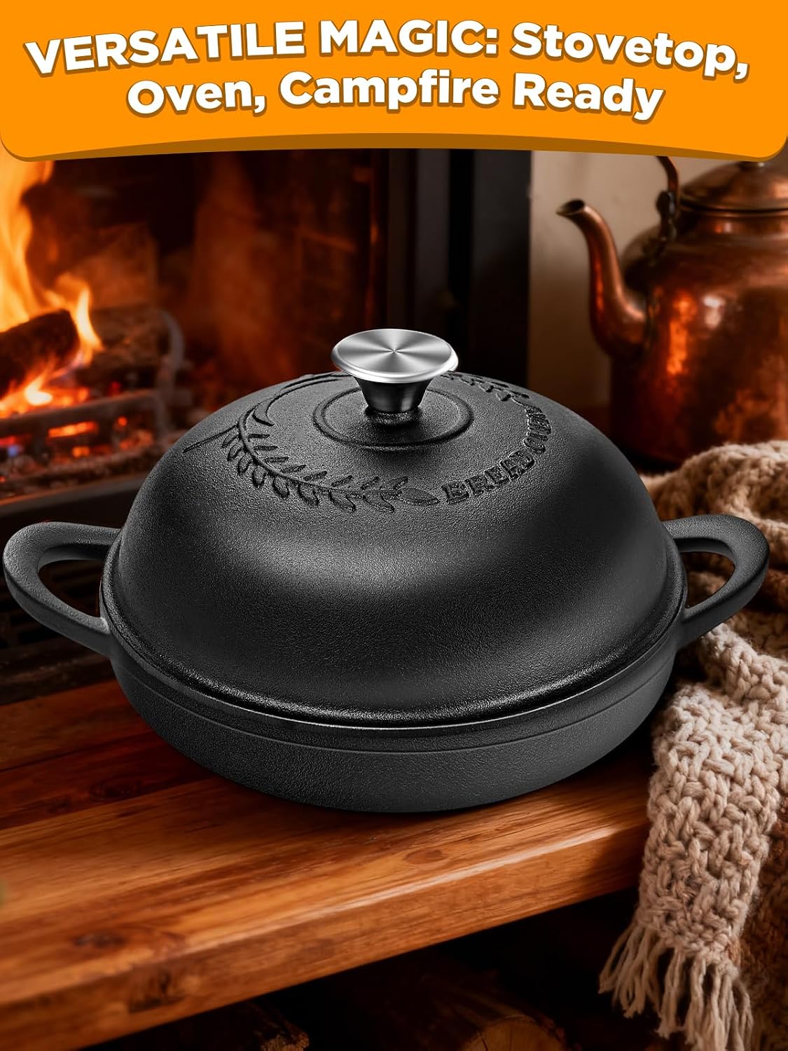Dutch Oven Bread Baking Pot with Lid 6QT Enameled Cast Iron Oven