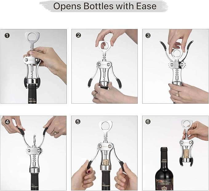 Beneno Wine Opener with Silicone Leak Proof Wine Vacuum Stopper, Zinc Alloy - Image 5