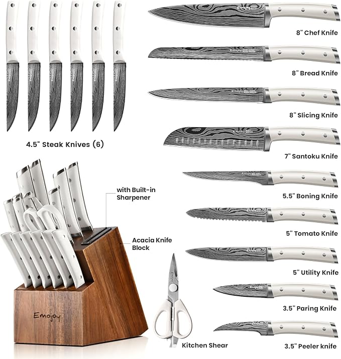 Knife Set, Emojoy 18-Pieces Kitchen Knife Set - Image 3