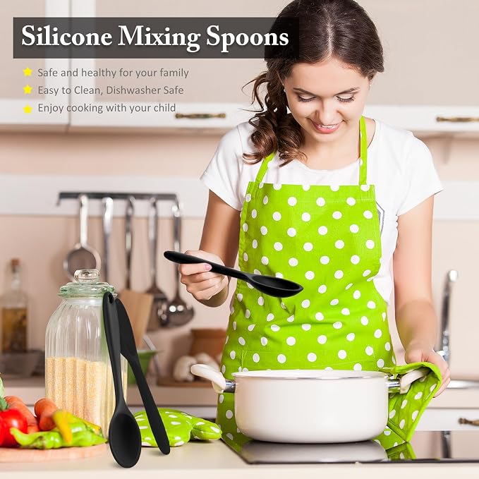 Shappy 4 Pieces Silicone Cooking Spoons 10.6 Inch Heat Resistant Kitchen Spoons - Image 5