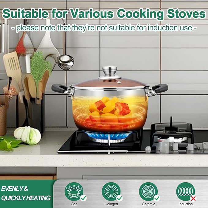 TeamFar Stock Pot 6 qt, Stainless Steel Stock Pasta Soup Pot - Image 4