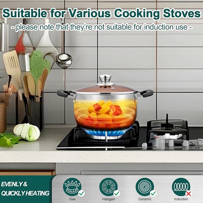 TeamFar 3 Quart Stock Pot, Stainless Steel Stock Pasta Soup Pot - Image 4