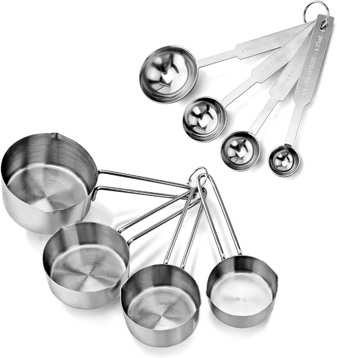 New Star Foodservice 42917 Stainless Steel 8-Piece Measuring Cups and Spoons by NewStarFoodservice