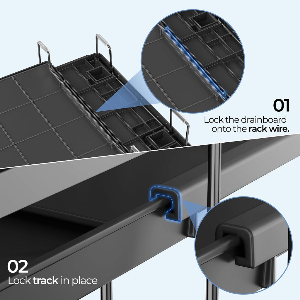 Large Dish Drying Rack, Expandable Dish Rack for Kitchen Counter, Dish