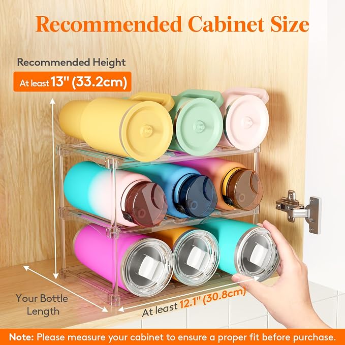 Lifewit Stackable Bottle Storage Organizer, Large Slot Water Bottle Tumbler Cup - Image 3