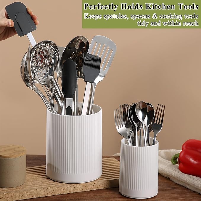 HOMQUEN 360° Rotating Utensil Holder, 6.3''+4.7'' Plastic Kitchen Utensil Holder - Image 5