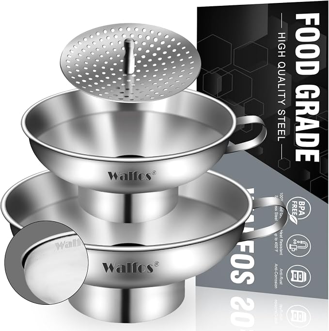 Walfos 5.5 Inch and 4 inch Stainless Steel Wide-Mouth Funnel by Walfos