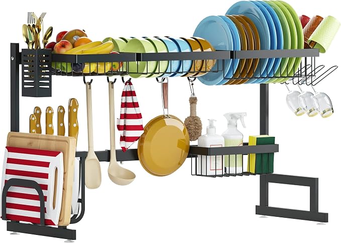 PUSDON Over the Sink Dish Drying Rack, 2 Tier Adjustable Large Capacity - Image 7