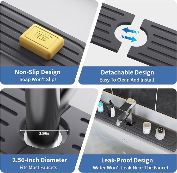 Fast Drying Kitchen Sink Splash Guard, Durable Stone Kitchen Faucet Mat - Image 8