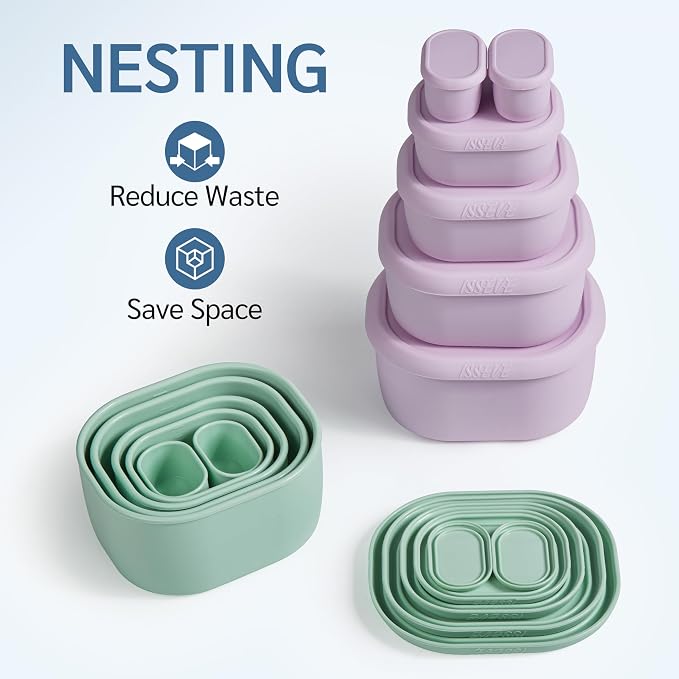 ISSEVE 12Pcs/Set Nesting Silicone Food Storage Containers - Image 3
