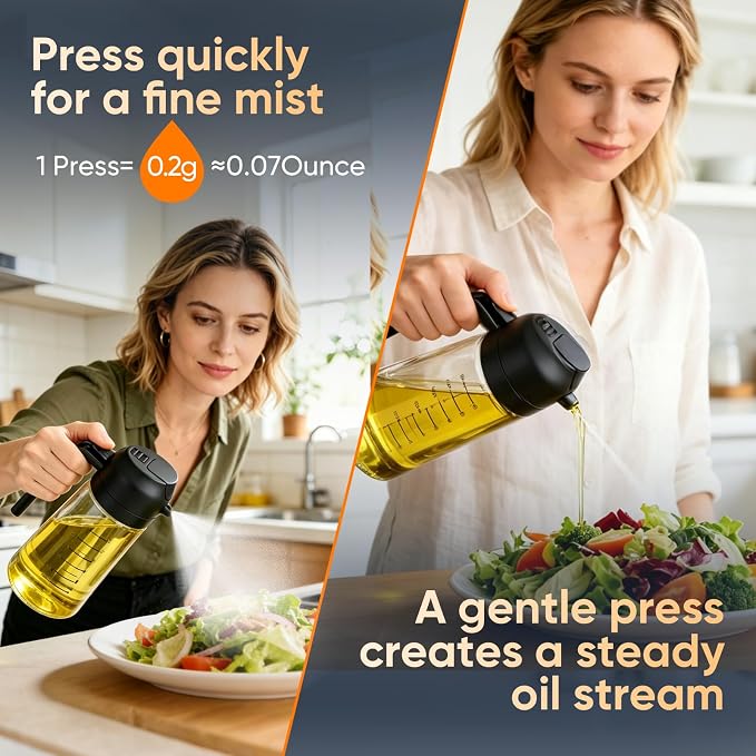 Olive Oil Sprayer for Cooking – 2 in 1 Olive Oil Dispenser Bottle for - Image 3