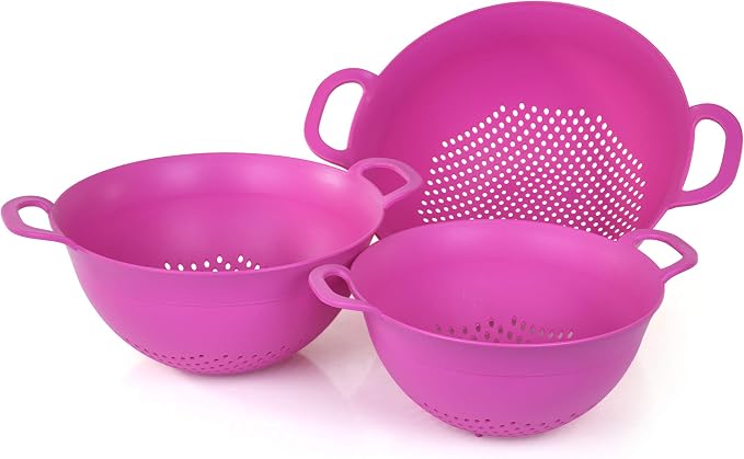 Mintra Home Plastic Strainer Colanders Set: 3, 3.5 and 5 Quart Double Strong by Mintra