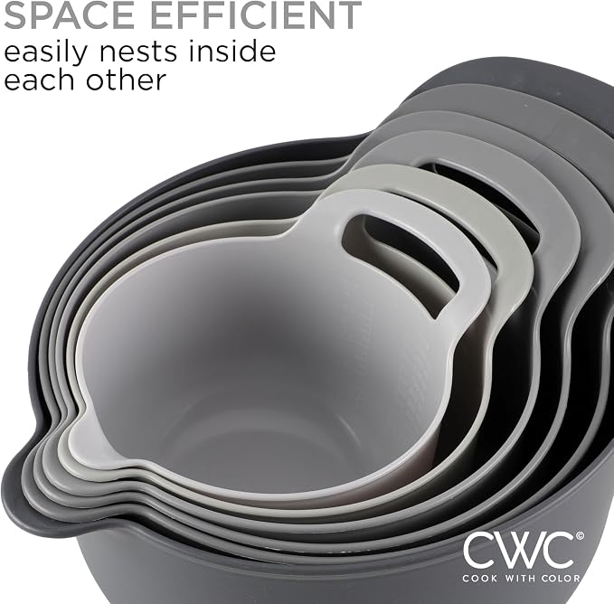COOK WITH COLOR Nesting Plastic Mixing Bowl Set with Pour Spouts and Handles - Image 6