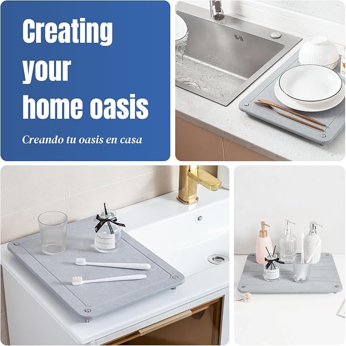 Stone Drying Mat for Kitchen Counter, Diatomaceous Dish Drying Mats Superb - Image 5