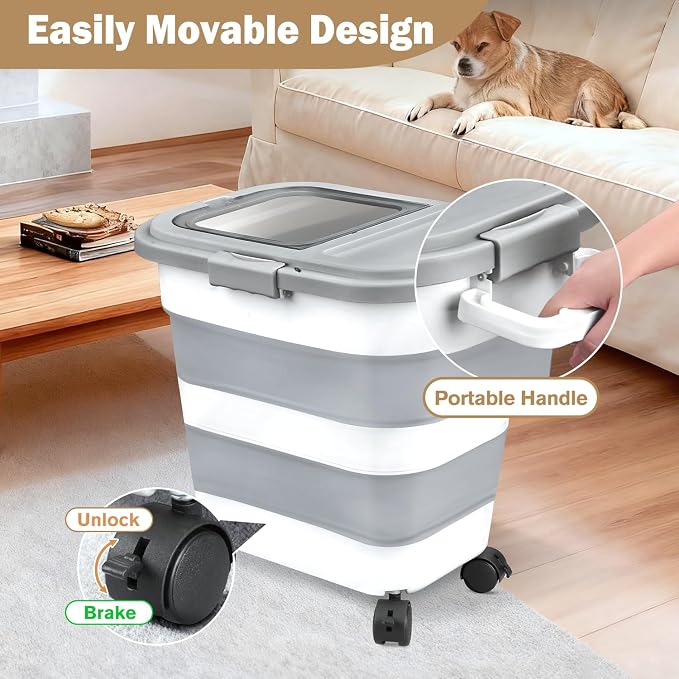 Komzon Rice Storage Container, Collapsible Airtight 10-40 Lb Rice Storage - Image 3