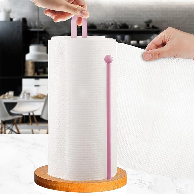 Wood Paper Towel Holder Countertop, TONLEA Kitchen Paper Towel Holder - Image 7