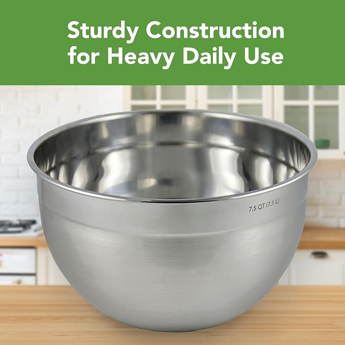 Tovolo XL Mixing Bowl Stainless Steel 7 Quart Extra Large Metal Mixing Bowls - Image 2