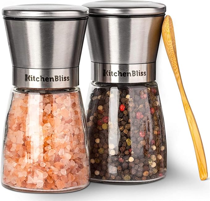 Professional Salt and Pepper Grinder Set – Premium Stainless Steel Salt and by KitchenBliss