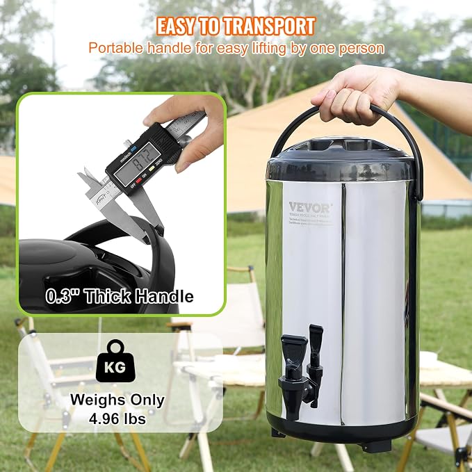VEVOR Stainless Steel Insulated Beverage Dispenser, 2.4 Gallon 9.2 Liter - Image 6