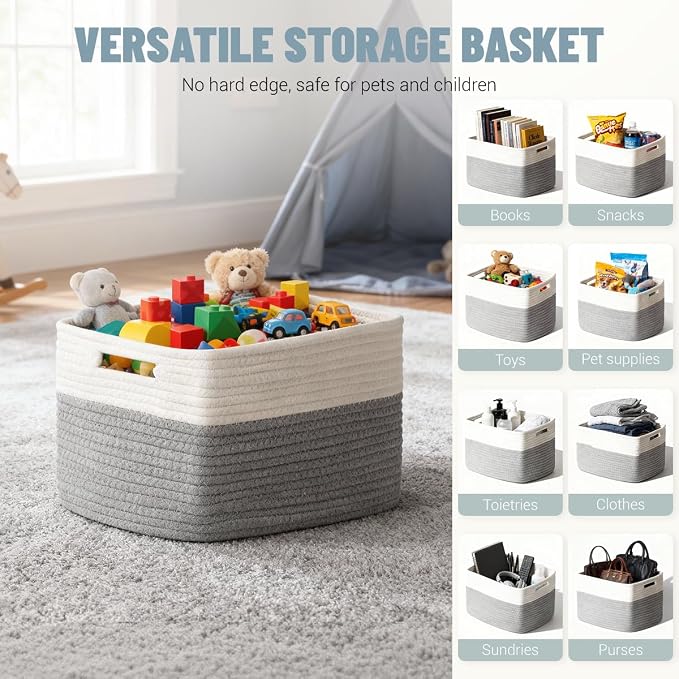 5 Pack Woven Storage Baskets for Shelves, Decorative Basket Closet Organizer - Image 4