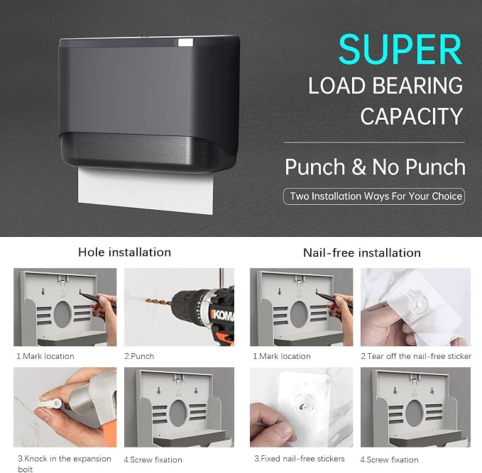 Paper Towel Dispenser, Large Capacity Wall Mount Tissue Dispensers - Image 5
