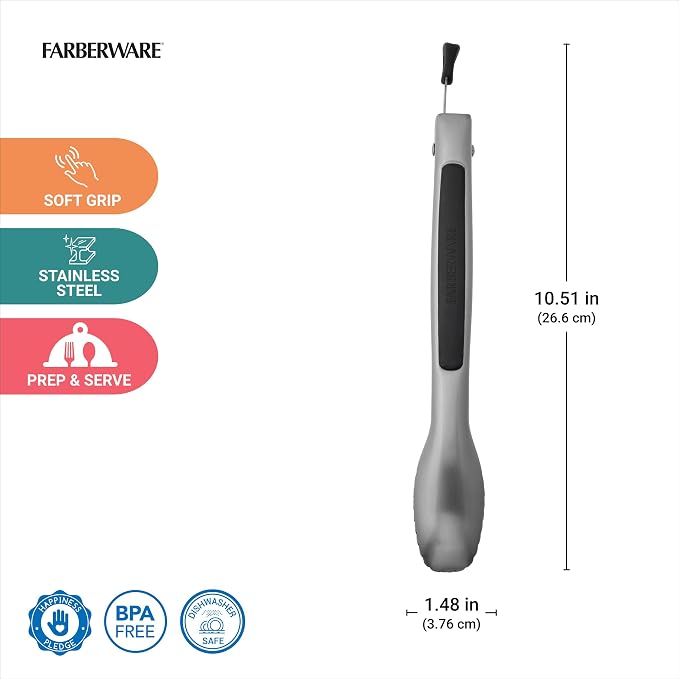 Farberware Stainless Steel Kitchen Tongs 9 Inch Locking Heat Resistant - Image 2