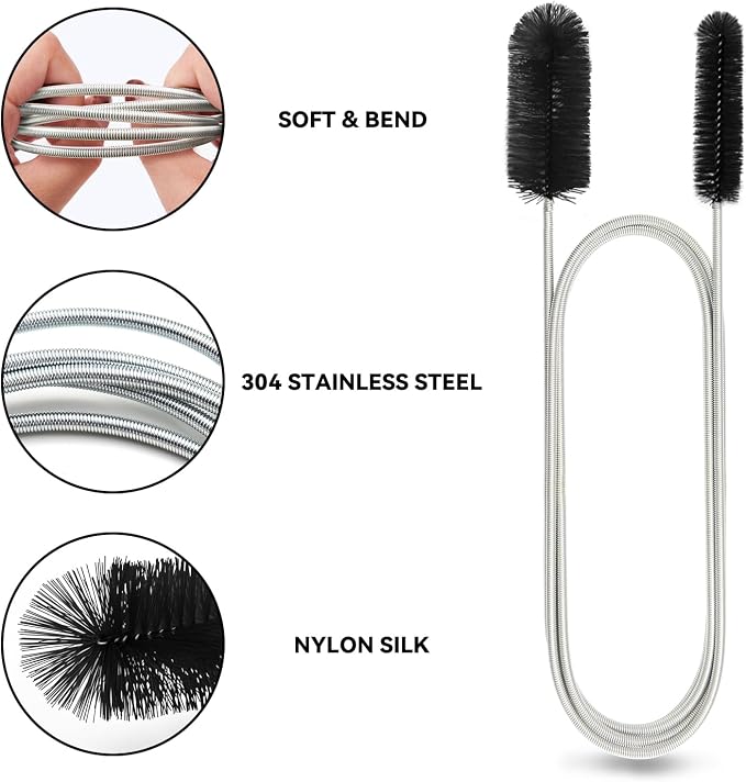 Flexible Drain Brush, 66 Inch Long Double Ended Hose Pipe Cleaners and 58 Inch - Image 3