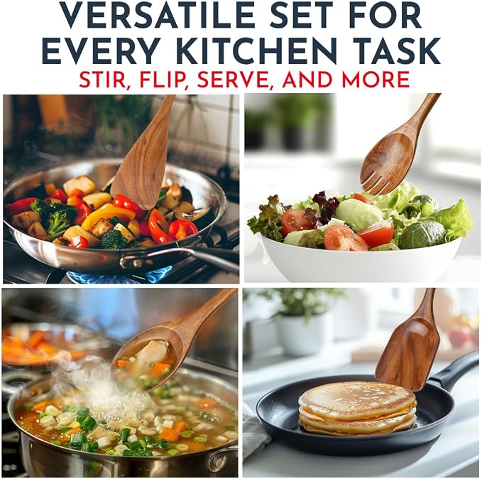 Teak Wooden Utensil Set 6-Piece - Image 7