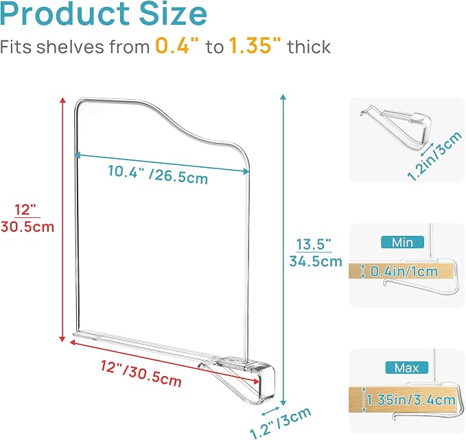 Vtopmart 8 Pack 12in Height Shelf Dividers - Image 2