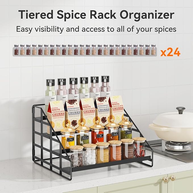 Bunoxea Spice Rack 4 Tier Kitchen Cabinet Organizer, Countertop Spice Rack - Image 8