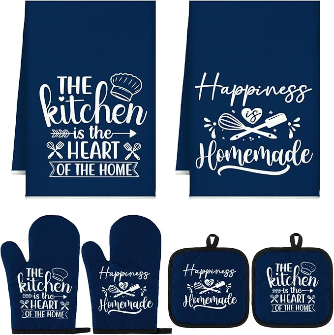 Sratte 6 Pcs Kitchen Decor Accessories Set Farmhouse Towels Pot Holders Oven by Sratte